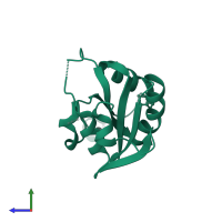 Large T antigen in PDB entry 3qk2, assembly 1, side view.