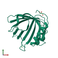 PDB entry 3qkg coloured by chain, front view.
