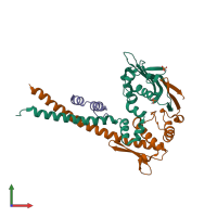 PDB entry 3qkr coloured by chain, front view.