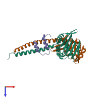 PDB entry 3qkr coloured by chain, top view.