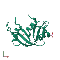 PDB entry 3ql1 coloured by chain, front view.