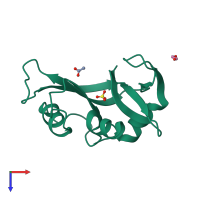 PDB entry 3ql1 coloured by chain, top view.