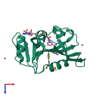 PDB entry 3ql3 coloured by chain, top view.