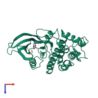 PDB entry 3ql8 coloured by chain, top view.