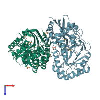 PDB entry 3qld coloured by chain, top view.
