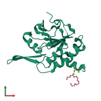 PDB entry 3qle coloured by chain, front view.