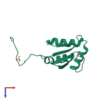 PDB entry 3qmx coloured by chain, top view.