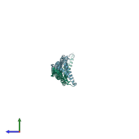 PDB entry 3qni coloured by chain, side view.