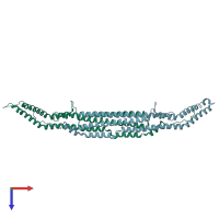 PDB entry 3qni coloured by chain, top view.