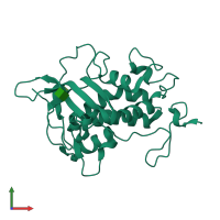 PDB entry 3qnt coloured by chain, front view.