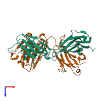 PDB entry 3qo1 coloured by chain, top view.