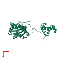 PDB entry 3qp6 coloured by chain, top view.