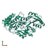 Monomeric assembly 3 of PDB entry 3qp9 coloured by chemically distinct molecules, front view.