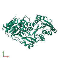 Monomeric assembly 4 of PDB entry 3qp9 coloured by chemically distinct molecules, front view.