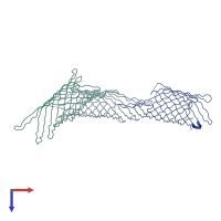 PDB entry 3qq2 coloured by chain, top view.