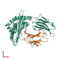 PDB entry 3qq4 coloured by chain, front view.