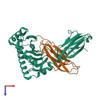 PDB entry 3qq4 coloured by chain, top view.