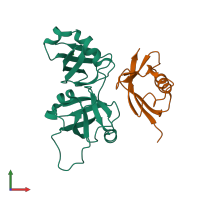 PDB entry 3qq8 coloured by chain, front view.