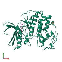 PDB 3qqf coloured by chain and viewed from the front.