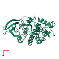 PDB 3qql coloured by chain and viewed from the top.