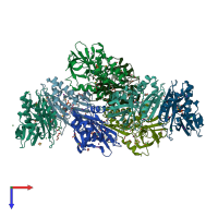 PDB entry 3qqm coloured by chain, top view.