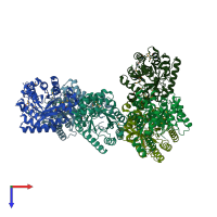 PDB entry 3qqw coloured by chain, top view.