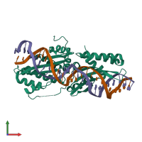 PDB entry 3qqy coloured by chain, front view.