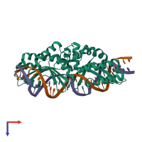 PDB entry 3qqy coloured by chain, top view.