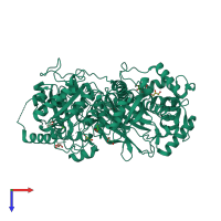 PDB entry 3qr0 coloured by chain, top view.