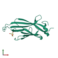PDB entry 3qrl coloured by chain, front view.