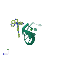 PDB entry 3qrn coloured by chain, side view.