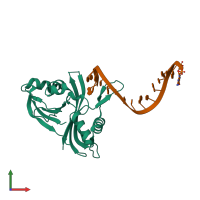 PDB entry 3qrr coloured by chain, front view.