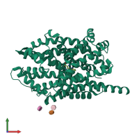 PDB entry 3qs6 coloured by chain, front view.