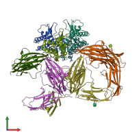PDB entry 3qs7 coloured by chain, front view.
