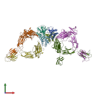 PDB entry 3qs9 coloured by chain, front view.