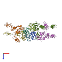 PDB entry 3qs9 coloured by chain, top view.