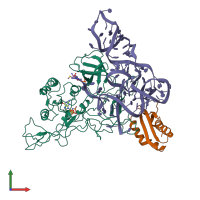 PDB entry 3qsy coloured by chain, front view.