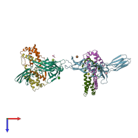 PDB entry 3qt2 coloured by chain, top view.