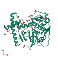 PDB entry 3qt4 coloured by chain, front view.