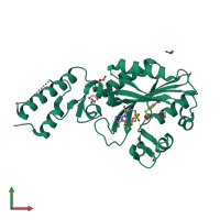 PDB entry 3qtc coloured by chain, front view.