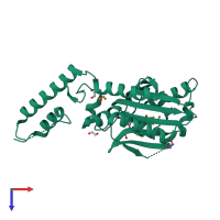 PDB entry 3qtc coloured by chain, top view.