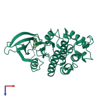 PDB entry 3qtr coloured by chain, top view.