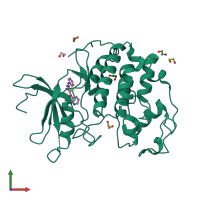 PDB entry 3qtw coloured by chain, front view.