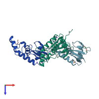 PDB entry 3qu3 coloured by chain, top view.