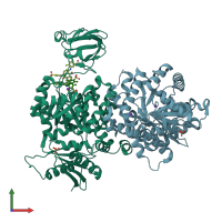 PDB entry 3qv6 coloured by chain, front view.