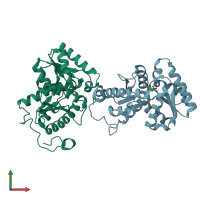 PDB entry 3qvl coloured by chain, front view.