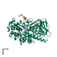 PDB entry 3qvr coloured by chain, top view.