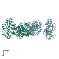 PDB entry 3qw4 coloured by chain, top view.