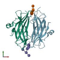 PDB entry 3qw9 coloured by chain, front view.