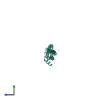 PDB entry 3qwe coloured by chain, side view.